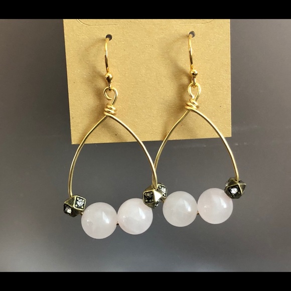 Rose Quartz Earrings - Picture 2 of 3